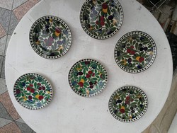 Villeroy & Boch 6 pcs. Old Majolica Plates for Breakfast or Dessert, Cherry, Leaf Pattern