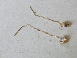 KK597  9 karátos  arany lógós fülbevaló szett áttetsző kövekkel