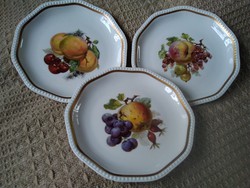Rosenthal porcelán tányérok élethű gyümölcsös mintával, gyöngy szegéllyel együtt!