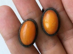 11Gm genuine amber 875 silver 1950-60s vintage cufflinks