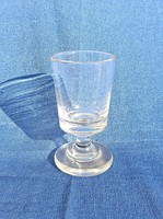 Régi vastag falú szakított üveg talpas pohár