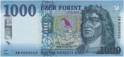 1000 Forint 2017 - DM 0000055 - UNC - Alacsony sorszám