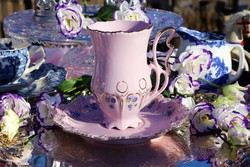 Csehszlovák rózsaszín porcelán csésze 