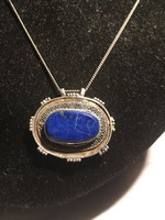 Nyaklánc ezüst ,lapis lazulis medállal-Türkmén  medál