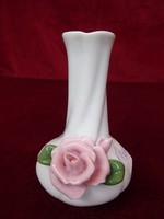 Német porcelán mini váza rózsa mintával, 9 cm magas, vitrin minőség. Vanneki!