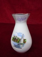 LUTZ porcelán Ausztria mini váza, magassága 9 cm. VELDEN a. Wörthersee látképpel. Vanneki!