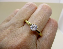 Szép valódi 0.8ct Moissanite gyémánt aranyozott ezüstgyűrű 