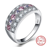 Ezüst gyűrű fehér-pink   cirkón kővel