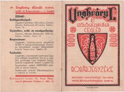 Ungváry L. szőlőgazdasága borárjegyzék - Cegléd