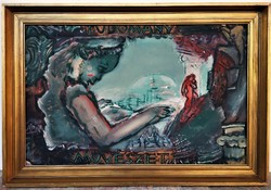 Pataki János (1933 - ) Tudomány-Művészet c. festménye 76x62cm EREDETI GARANCIÁVAL !!