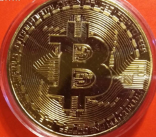 Gold-plated bitcoin commemorative coin unc proof