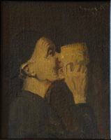Alfréd Lakos (1870–1961): drinking old woman, 1942