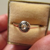Antik rózsa csiszolású gyémánt gyűrű - button foglalt - 14 K arany - 19,6 mm