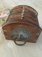Antik Gyönyörű fa poháralátét - bútor fiók - pohár alátét szett különleges - fém díszítésű fa doboz