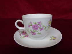 KAHLA német porcelán teáscsésze + alátét, rózsaszín virágmintával, csodaszép. Vanneki!