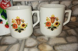 Rare patterned collector zsolnay porcelain mugs, mug, peasant decoration