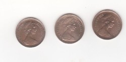 Egyesült Királyság,  1975-1977  3 db. 6 Pence VF 