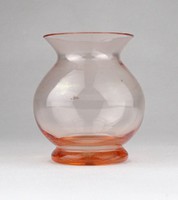 0Z249 Régi kisméretű rózsaszín fújt üveg váza 8 cm