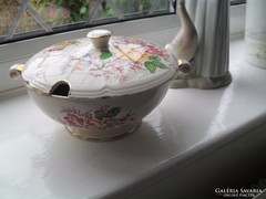 Régi  angol porcelán /fajansz?/ szószos tál fedővel