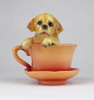 0Z286 Kutyusos kávéscsésze miniatűr dísztárgy 9 cm