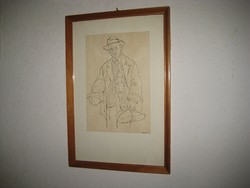 Hévíz redhead 1911- 1994 / lot - award-winning / ink drawing with frame 18 x 26 and 28 x 41 cm