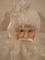 Karácsonyfadísz -  NAGY - télapófej -  Porcelán  - Német - új - fej 8 x 8 cm - teljes méret 37 cm 