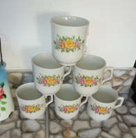 6 db rózsás porcelán bögre csomag, bögrék, dekoráció