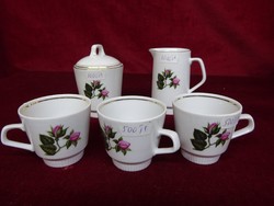 Colditz német porcelán három személyes kávéskészlet, öt darabos. Rózsa mintával. Vanneki!