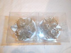 Gyertya - 2 db - krókusz - kerámia kaspóban - 7 x 6 cm - ezüst - Német - bontatlan 
