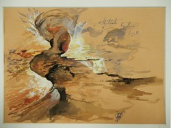 Madarász Gábor : Abaligeti cseppkőbarlang, akvarell