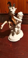 GDR Lippelsdorf  porcelán puttó kecskével