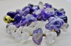 Gyönyörű régi ametiszt és hegyikristály nyaklánc nagyobb szemekből