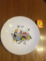 Régi hollóházi porcelán mese tányér Hamupipőkés dekorral - Mese jelenetes