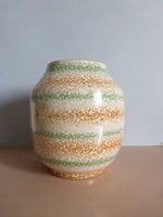 Ritka retro,vintage iparművész kerámia csíkos váza