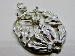 Különleges antik szarvas trófeás vadász ezüstmedál