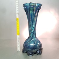 Csavart tölcsér formájú kék váza (1073)