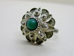 Csodaszép antik valódi türkiz köves kézműves ezüstgyűrű 
