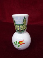Bodrogkeresztúri porcelán váza, Pécs felirattal és látképpel, 10 cm magas. Vanneki! Jókai