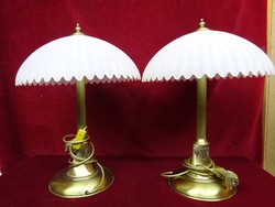 Bavill asztali lámpa, bronz alap, üveg búra, 55 cm magas. 2 db egyben eladó. Vanneki!
