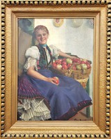 Pap Emil / Lány almás kosárral