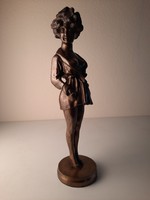 Art deco bronz szobor, erotikus női akt