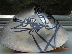 20 sz közepe WMF IKORA "Fuvola játékos"ezüstözött fali és asztali háromszögletes tál