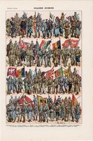 A Nagy háború katonái (2), színes nyomat 1923, francia, 19 x 29 cm, lexikon, eredeti, I. világháború