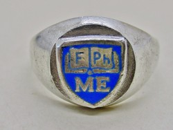 Különleges régi Miskolci Egyetem bölcsész valéta ezüst gyűrű.