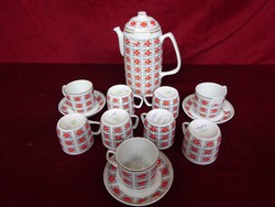 Hollóházi porcelán 6 személyes kávéskészlet, csillag mintával. Vanneki!