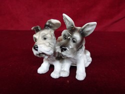 Antik német terrier porcelán kutya páros. Mérete 8 x 8 x 8 cm. Vanneki!