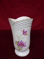 Német porcelán váza, lila virágmintával, magassága 15 cm. Vanneki!