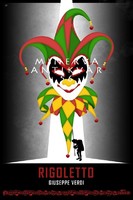 Verdi: Rigoletto, opera plakát, opera poszter, udvari bohóc, báb, púpos alak, karneváli maszk