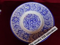 AV modra 535 szlovák porcelán falitányér. Kézzel festett, átmérője 35 cm. Vanneki!
