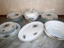 Nagyon ritka, antik GDR Henneberg 6 személyes porcelán étkészlet gyönyörű virág mintával